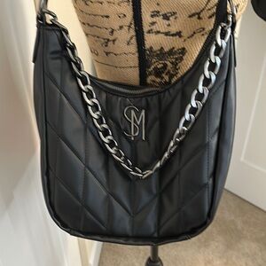 Steve Madden Black Quilted Shoulder Bag with Chain